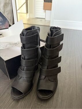 DKNY Black Women's Strappy Peep-Toe Booties